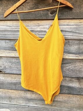 Gaze Golden Yellow Womens' V-Neck One-Piece Bodysuit